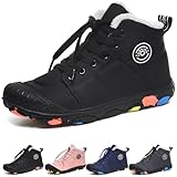 WIWIDANG Barfussschuhe Kinder Winter Wasserdicht, Barfußschuhe Kinder Herbst, Kid Winter Pro Barfuss Schuhe Herren Daman (Black, 35)