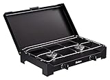 Enders Campingkocher DALGETY 2 Z Black, Gaskocher, 2-flammig, Edelstahlbrenner, manuelle Zündung, mit Zündsicherung, Topfrost aus verchromten Stahl, 2 x 2,3 kW #1856