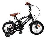 AMIGO BMX Fun - Kinderfahrrad für Jungen - 12 Zoll - mit Handbremse, Rücktritt, Lenkerpolster und Stützräder - ab 3-4 Jahre - Schwarz