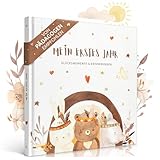 EULENTALER® Das Babytagebuch 'Mein erstes Jahr' I Von Pädagogen gestaltet I Handgemalte Illustrationen I 21x21 cm I Mein Babyalbum, Geschenkidee zur Geburt