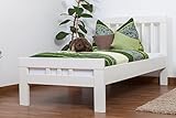 Einzelbett 'Easy Premium Line' K8, Buche Vollholz massiv weiß lackiert - Maße: 90 x 200 cm