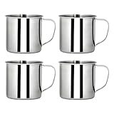 Zliger 4 Stück Edelstahl-Kaffeebecher Trinkbecher Edelstahlbecher tasse metall mit henkel Milch-Tee-Becher Teebecher Travel Mug Reisebecher für heiße und kalte Getränke (350ml)