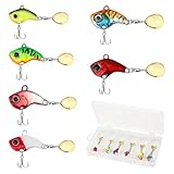 6 Stück Angelköder Set, Kunstköder, Spinner Angeln Angelköder Set, Jig Spinner Set, Hecht Köder Spinnerbait Bleikopfspinner, Angelhaken für Barsch für Barsch, Hecht, Zander, Wels, Döbel
