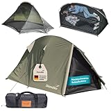 Skandika Trekkingzelt Hemus 2 Sleeper | Ultraleichtes Zelt für 1 bis 2 Personen, 2,5 kg, kleines Packmaß, 3000mm Wassersäule, Schlafkabine dunkel | Wanderzelt, Minizelt, Trekking, Camping, Outdoor