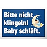 DankeDir! Bitte nicht Klingeln Baby schläft - 30 x 20 cm Schild - Kollegen Freunde Geschenk Junge Eltern Geschenkidee Deko - Hinweisschild Hinweis Neugeborenes Spruchschild Türschild