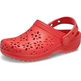 Crocs Unisex Kinder Classic Floral Cut Out Clog K Clog, Cherry Red, 34/35 EU