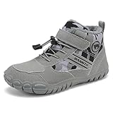 DANNTO Kinder Winterschuhe Winter Barfußschuhe Jungen Mädchen Winterstiefel Warm Gefüttert Schneestiefel(Grau,Gr.31)