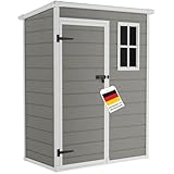 STEELSØN Novara Gerätehaus – Gartenschuppen mit Pultdach & Fenster – Gartenhaus 192x92x151 cm (HxTxB) – Geräteschuppen aus Kunststoff in Grau – Gartenhütte wetterfest & rostfrei – Schuppen