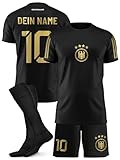 Deutschland Fußballtrikot personalisiert für Jungen & Mädchen – mit deinem Namen & Nummer – atmungsaktiv & leicht für EM 2024 Fans