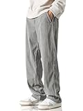 HOTake Lässige Cordhose für Herren, elastische Taille, Kordelzug, lockere Passform, Grau, Groß