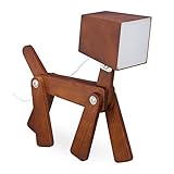 Relaxdays Tischlampe Hund, individuell verstellbar, Holz, LED Nachttischlampe Kinder, Tischleuchte Kinderzimmer, braun, 30 x 28 x 9 cm