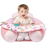 Alaoo Aufblasbarer Babystuhl, Babyschale für 3-36 Monate, tragbarer Säuglings-Luftpumpensitz, Babysitze zum Sitzen mit abnehmbarem Spieltablett, geeignet für drinnen und draußen, Rosa