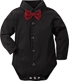 mintgreen Baby Junge Hemden Hochzeit Bodys Kleinkind Gentleman Krawatte Shirt, Schwarz, 9-12 Monate, 80