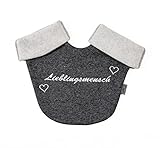 Goldi-Design Partnerhandschuhe einzeln mit Bestickung Lieblingsmensch aus Doppelfacefleece - in Deutschland hergestellt - grau/weiß