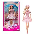 Barbie The Movie -Puppe zum Spielfilm, Margot Robbie als Barbie, Sammelfigur in rosafarbener Bluse und Tüllrock, mit gestylter Frisur und passendem Schmuck, JBJ53