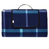 Amazon Basics Picknickdecke, campingdecke mit wasserdichter Unterseite, Dunkelblaues Plaid, 200 x 200 cm