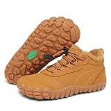 SAGUARO Kinder Winter Barfußschuhe Winterschuhe Warme Gefüttert WanderSchuhe Leicht Rutschfest Winterstiefel 34EU