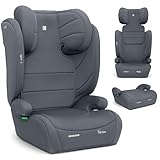 KikkaBoo Kindersitz 15-36 kg ohne ISOFIX i-AID, Kindersitz ab 3 Jahre, Gruppe 2-3 (100–150 cm), Von 3,5 Bis 12 Jahren, i-Size, 13-fach verstellbare Kopfstütze, Grau