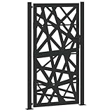 vidaXL Gartentor Schwarz 105x180 cm Stahl Lichtdesign, Zauntor, Outdoor Tor, Eisentor, Sicherheitstor, Einfahrtstor, Metall Zauntor, Gartentor Metall
