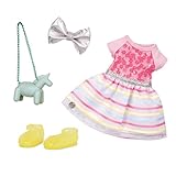 Glitter Girls Puppenkleidung 36 cm Puppen Outfit – Kleid, Einhorn Tasche, Schleife und Schuhe – Zubehör für Puppen, Spielzeug ab 3 Jahren