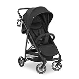 hauck Rapid 4R Plus, Schwarz - Kinderbuggy mit Liegefunktion ab Geburt bis 22 kg - UV Schutz 50+ - Klein Zusammenklappbar - Höhenverstellbarer Schieber mit Getränkehalter - Pannensichere Gummi Räder