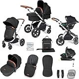 Ickle Bubba Stomp Luxe Kinderwagen 3 in 1 All-in-One Reisesystem mit Isofix Basis - Kombikinderwagen Komplettset modern mit i-size Autositz - Kombi Reise Kinder-Baby-Wagen Set