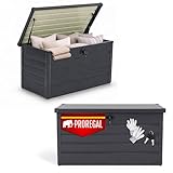 PROREGAL Gartenbox wasserdicht EDEN XXL Outdoor 350L aus Metall Auflagenbox wetterfest & abschließbar mit Gasdruckfeder Anthrazit Aufbewahrungsbox 120cm für Garten Balkon Keller