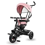 HyperMotion Kinderdreirad ab 1 Jahr bis 20 kg, Kinderfahrräder, 1-4 Jahre, Kleinkinderfahrrad mit Push-Lenker, Fahrrad Baby Kleinkinder, Dreirad, Elterngriff, erstes Fahrrad, Rosa