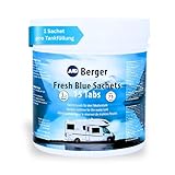 BERGER Fresh Blue Sachets | Tabs für Camping-WCs & Chemietoiletten | Sanitärzusatz zersetzt Fäkalien und verhindert unangenehme Gerüche | Einfache Anwendung & hygienische Dosierung | 15 x 26 g