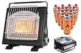 SMH LINE® 2in1 Tragbare Gasheizung Gaskocher + 4 Gaskartuschen 227g Camping Gasstrahler Heizung Outdoor Zelten Wohnwagen 1.7 KW Brenner Kocher + Butan Gas Gaskartuschen Keramik Heizstrahler