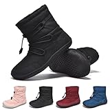 Wizshoe Kinder Barfußschuhe Mädchen Winter Schuhe Winterstiefel Jungen Wasserdicht Winterboots Winterschuhe Barfussschuhe Barfuss Schuhe Rutschfest Warm Gefüttert Schwarz 31