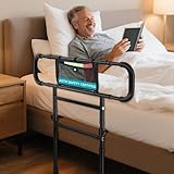 FORTEMOTUS Aufstehhilfe Bett Senioren, mit Höhenverstellbare Beine und Lagerungstasche, Rausfallschutz, Unterstützung beim Aufstehen für Erwachsene, Matratzendicke 10-20 cm