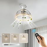 Zuske Deckenleuchte mit Ventilator, 20CM Leise Deckenventilator mit Licht, Klein Deckenventilator mit LED Licht und Fernbedienung, 8W, 860lm, 3000K, Dimmbar, für Wohn-, Schlaf- und Esszimmer