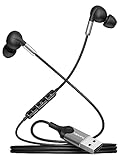 DuKabel USB In Ear Kopfhörer für PS5 PS4, USB PC Headset mit Mikrofon und In-line Steuerung Kabelgebunder Ohrhörer für PC Laptop - Schwarz