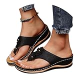 Sandalen Damen,Zehentrenner Mit FußBett,OrthopäDische Sommer Flip Flops Pantoffeln Elegant Sommerschuhe Flipflop Bequem Sandaletten Barfuss Schuhe Slippers Freizeit Damen-Hausschuhe