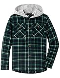 Spring&Gege Jungen Mädchen Langarm Karohemd Holzfällerhemd Flanell-Knopf Langarmshirts Hemd Hoodie, Grün, 9-10 Jahre