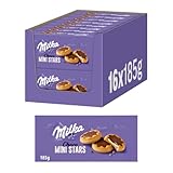 Milka Choco Minis – Mini Stars – Schokoladen-Kekse mit Milchcrème und zarter Alpenmilch-Schokolade – 16 x 185g