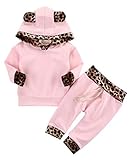EDOTON Baby Mädchen Outfit 2 Stücke Set Gestreifte Blumen Hoodies mit Tasche Top + Lange Hosen Sweatshirt Outfit Kleidung