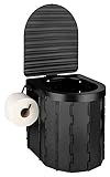 AUTOLIGHT 24 Faltbare Campingtoilette mit Deckel – Mobile WC 25L, bis 150 kg belastbar, tragbare Toilette für Camping, Wohnwagen, Wohnmobil, inkl. 12 Müllbeutel, Stofftasche & Toilettenpapierhalter