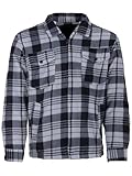 Henry Terre Holzfällerjacke Herren Hemdjacke Arbeitsjacke Hemd Flanell Jacke Thermojacke Kariert Gefüttert, Farbe:anthrazit, Größe:XXL