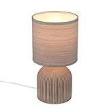 BRILONER - Tischlampe mit Stoffschirm, Kabelschalter, Keramikfuß, Lampe, Nachttischlampe, Tischleuchte, Dekolampe Flur, Bürolampe, Leselampe, Wohnzimmer, Schlafzimmer, 15x28 cm (DxH), Braun