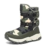 Mishansha Kinder Schneestiefel Winter Warm Winterstiefel Gefütterte Mädchen Winterschuhe rutschfeste Jungen Grün 33 EU