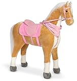 Ella & Piet® Großes XXL Stehpferd Stella mit Sattel 105 cm - Beige/Rosa - Standpferd Pferd Reitpferd
