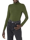 Amazon Essentials Damen Langärmliger Rollkragenpullover (in Übergröße erhältlich), Dunkles Olivgrün, XS