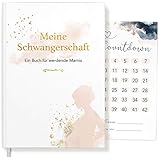 Meine Schwangerschaft ein Buch Golden Glamour Splash für werdende Mamis | Schwangerschaftstagebuch für Erinnerungen | Geschenk für Schwangere + Baby-Countdownkarte