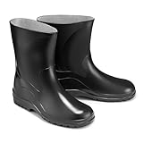 ESTRO Gummistiefel Damen Halbhoch Wasserdicht - Regenschuhe Gummistiefel Halbhoch Damen Regenstiefel Regenstiefeletten K007 (40 EU, Schwarz)