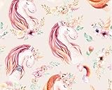 Softshell für Jacken und Matschhosen | Designs für Kinder | ab 50x145cm | Meterware (Einhorn, ecru)