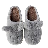 Tianmao Damen Hausschuhe Cartoon-Hase Plüsch Hausschuhe Herren Winter Warme Slippers Rutschfeste Pantoffe Mädchen