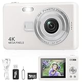Digitalkamera Fotokamera mit 64GB Karte,Tragbare Fotoapparat mit 2,4' LCD Bildschirm,HD 1080P Fotokamera Kompaktkamera,40MP Fotoapparat,8X Digital Zoom Digital Kamera für Teenager,Anfänger (Weiß)