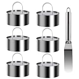 6 Stk Dessertringe und Speiseringe Set, Edelstahl Servierringe Tortenringe Backringe, Anrichteringe Anrichtringe für Tartelette Kuchenringe Backformen, Ø 7.5 cm/Höhe 4 cm, mit Heber + 1 Tortenspatel